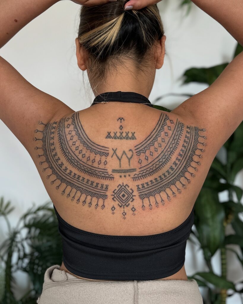 Marquesan Tribal Leg Tattoo