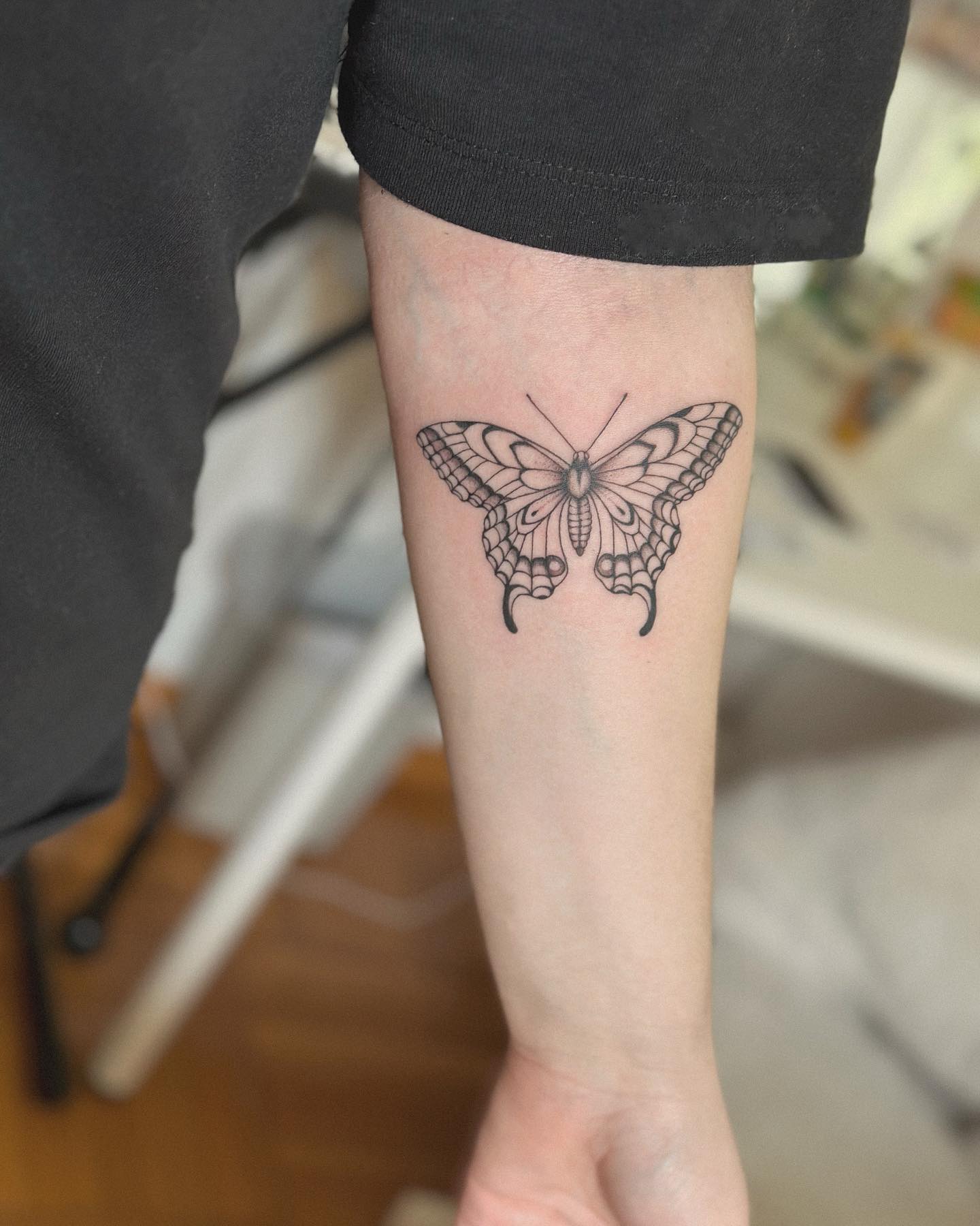 Fine Line Butterfly Wrist Tattoo butterfly tattoos designs tattoo