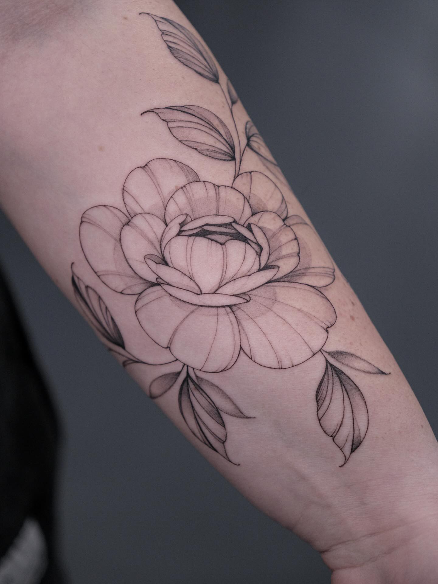 Fine Line Peony Flower Tattoo peony tattoos ideas tattoo