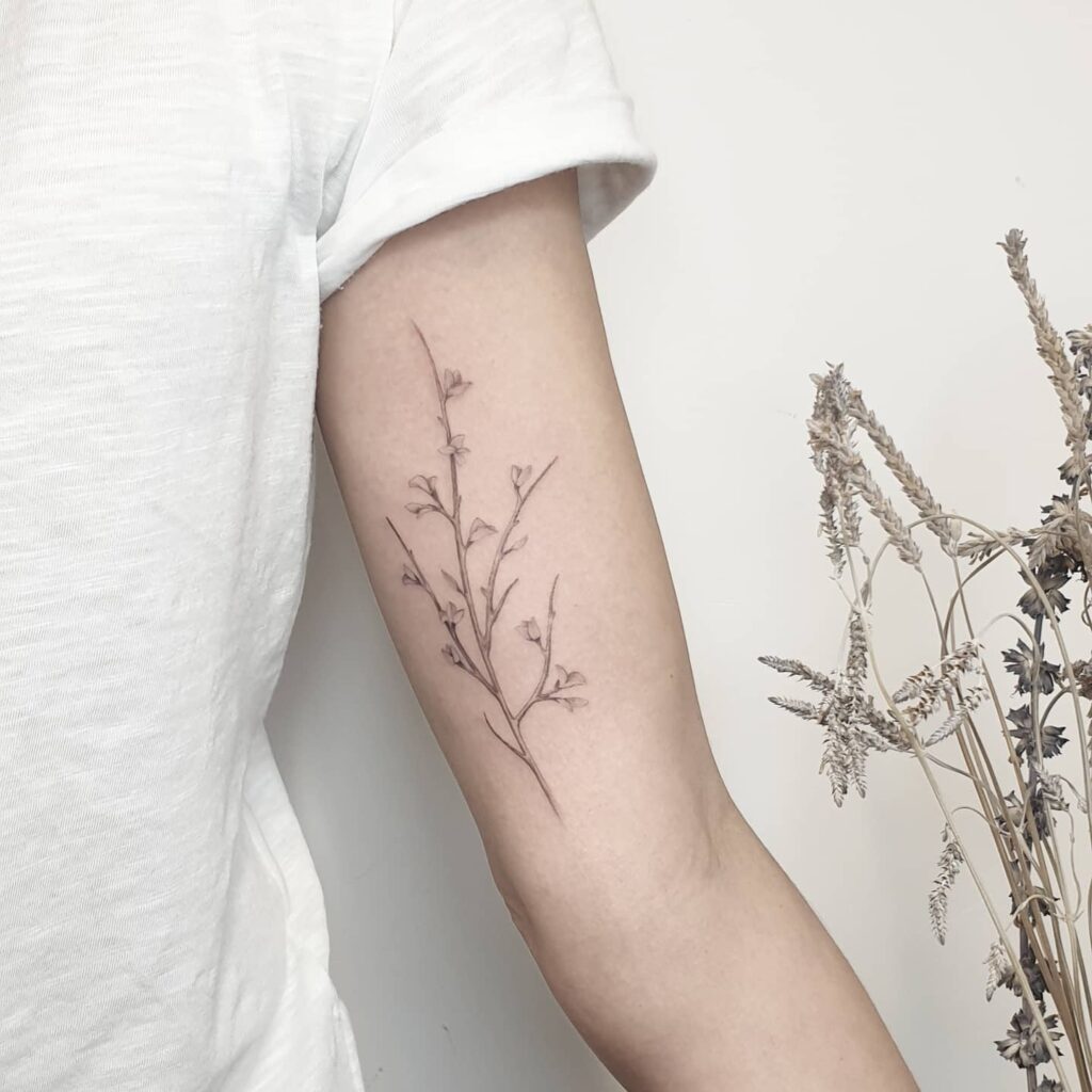 Fine Line Wildflower Stem Tattoo fine line tattoos for women tattoo