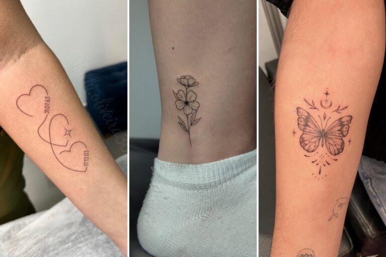 Aesthetic fineline tattoo ideas and delicate ink ideas collage
