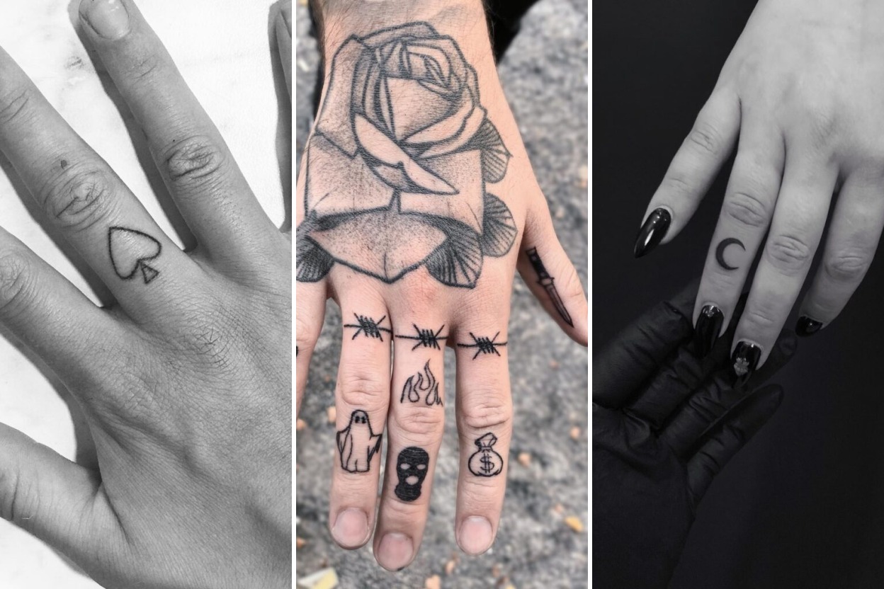 Aesthetic finger tattoo ideas and delicate ink ideas collage