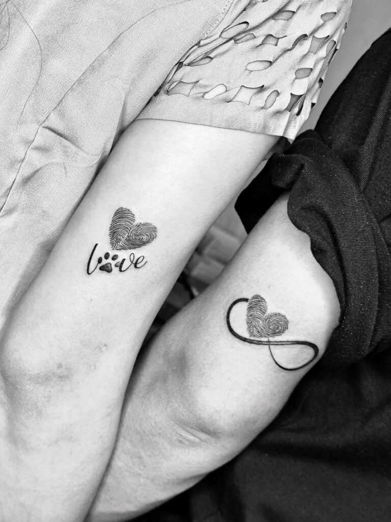 Fingerprint Heart Couple Tattoos small couple tattoos tattoo