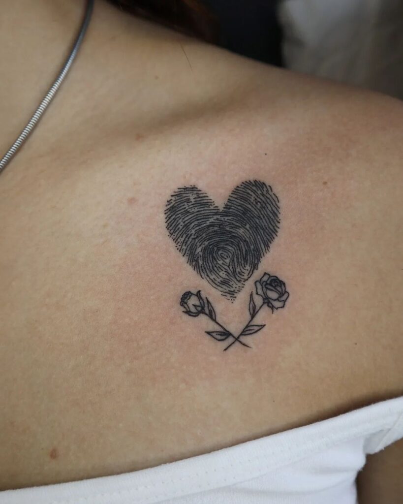 Fingerprint Heart Tattoo with ‘His Only’ fingerprint tattoos tattoo