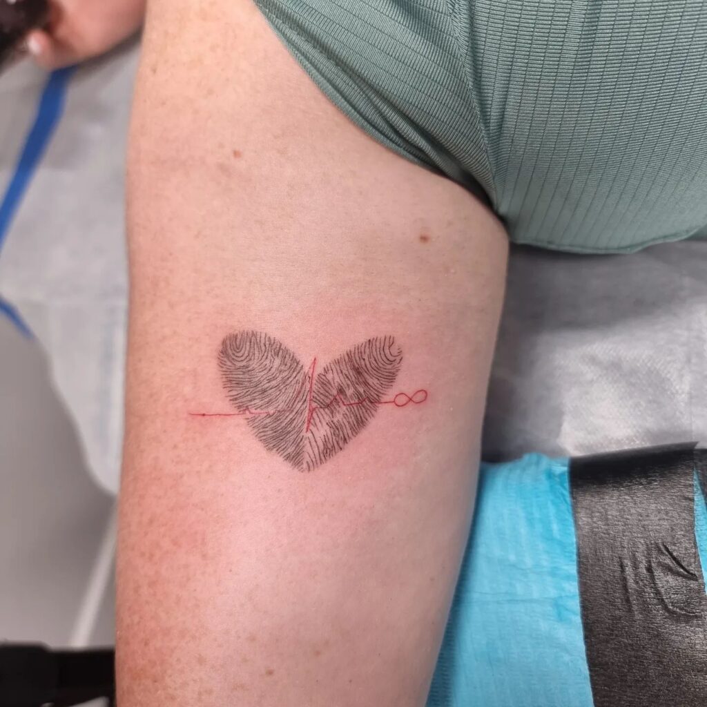 Paper Boat & Fingerprint Balloon Tattoo with Coordinates fingerprint tattoos tattoo