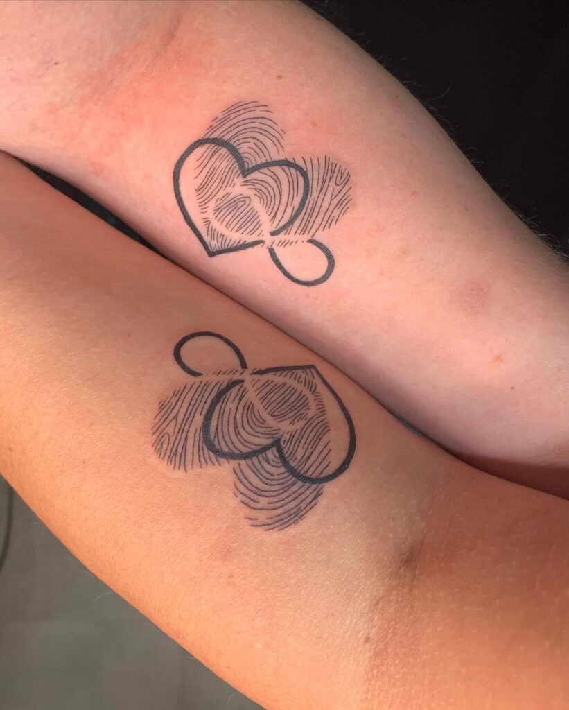Fingerprint Hearts sisters tattoos tattoo