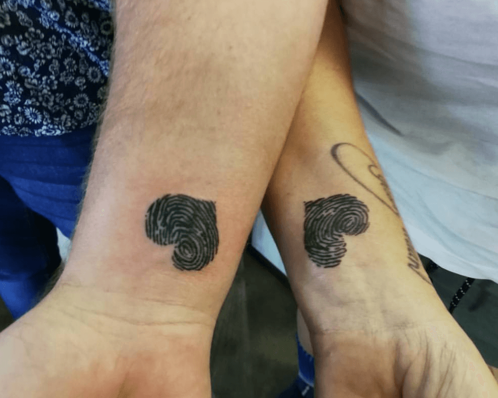 Fingerprint Shaped Hearts mom and son tattoo ideas tattoo