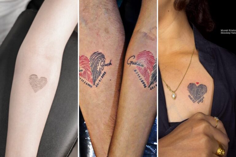 Aesthetic fingerprint tattoos and delicate ink ideas collage
