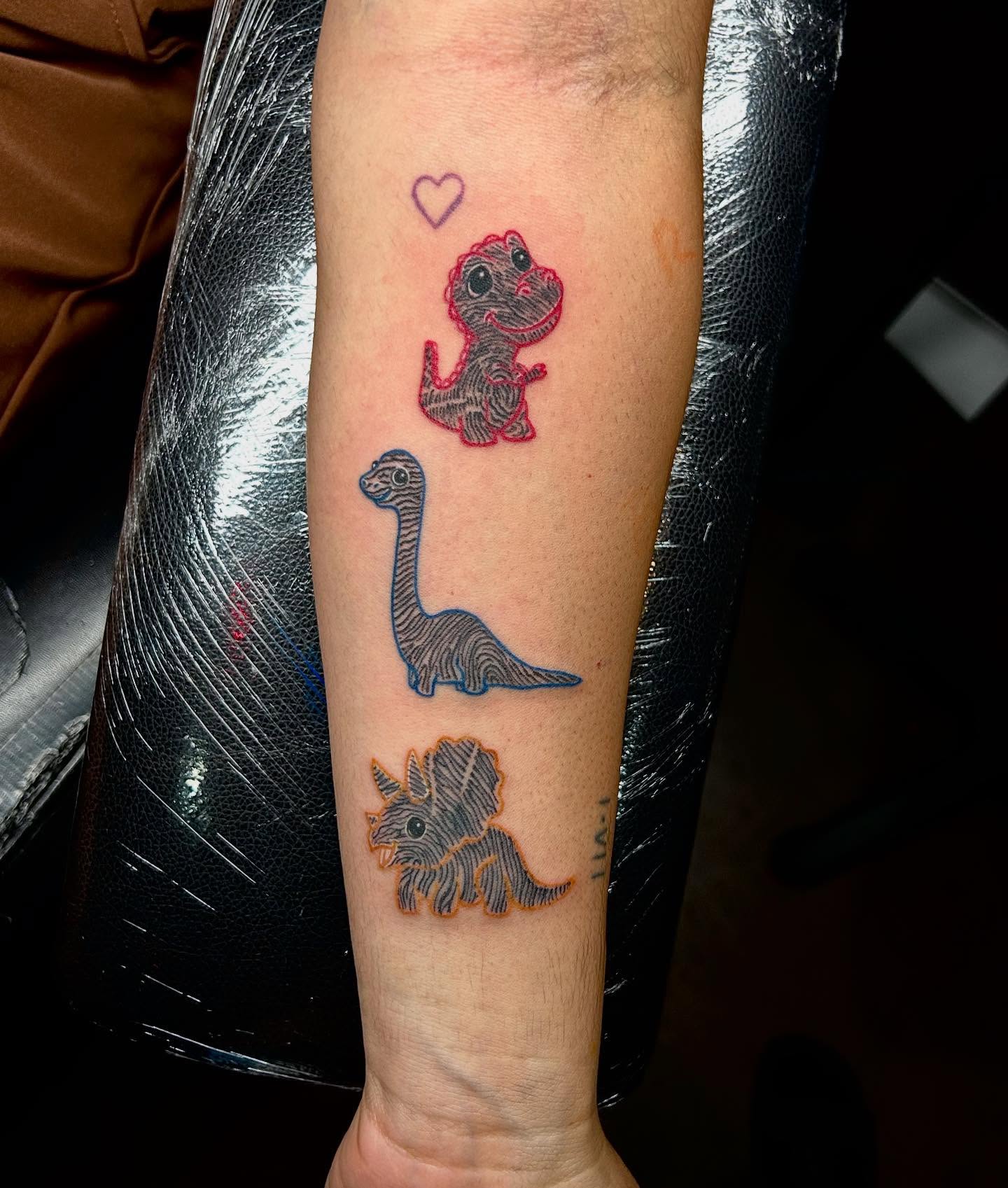 Cute Fingerprint Dinosaur Tattoo Set