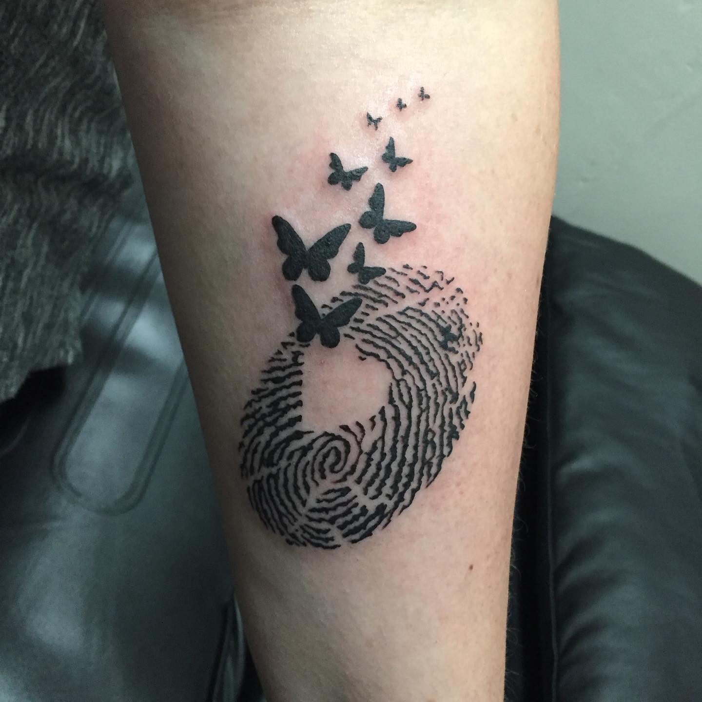 Fingerprint Butterfly Flight Tattoo
