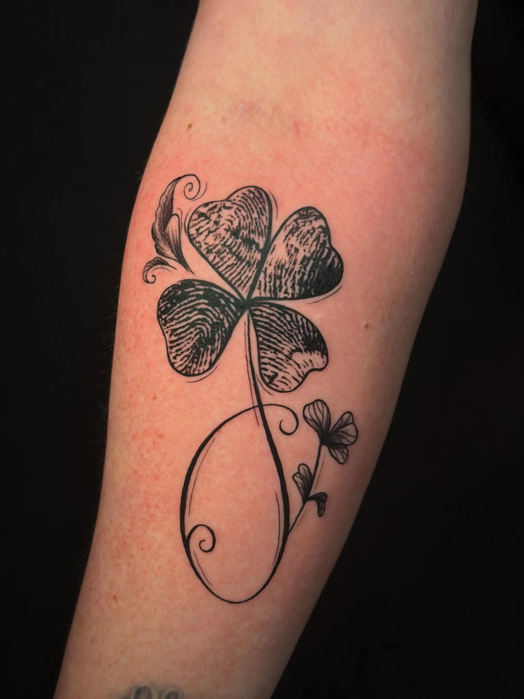 Fingerprint Four Leaf Clover Tattoo