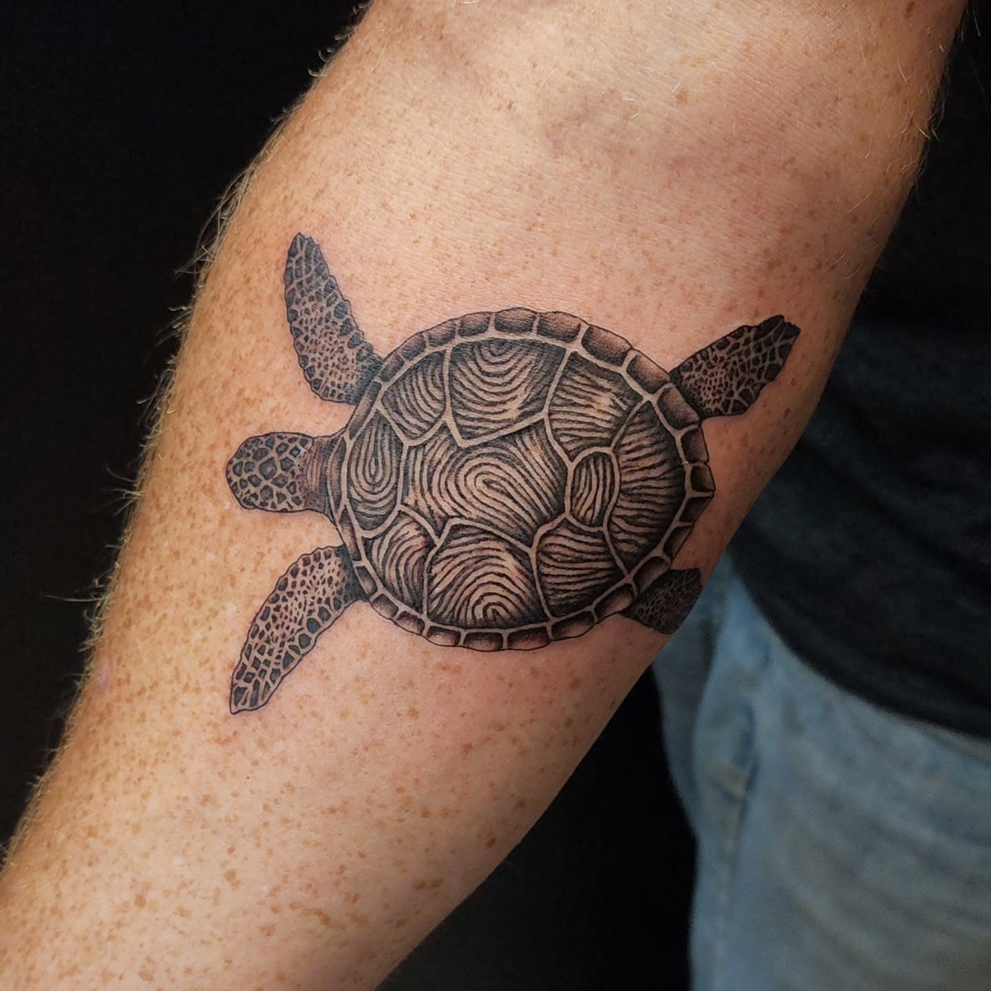 Fingerprint Sea Turtle Tattoo