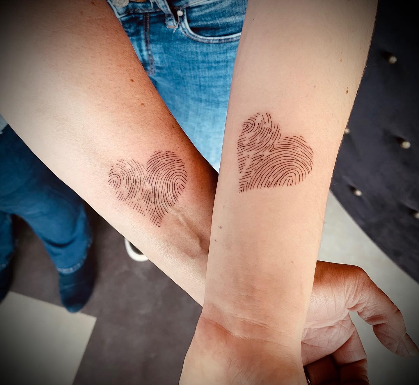 Matching Fingerprint Heart Tattoos