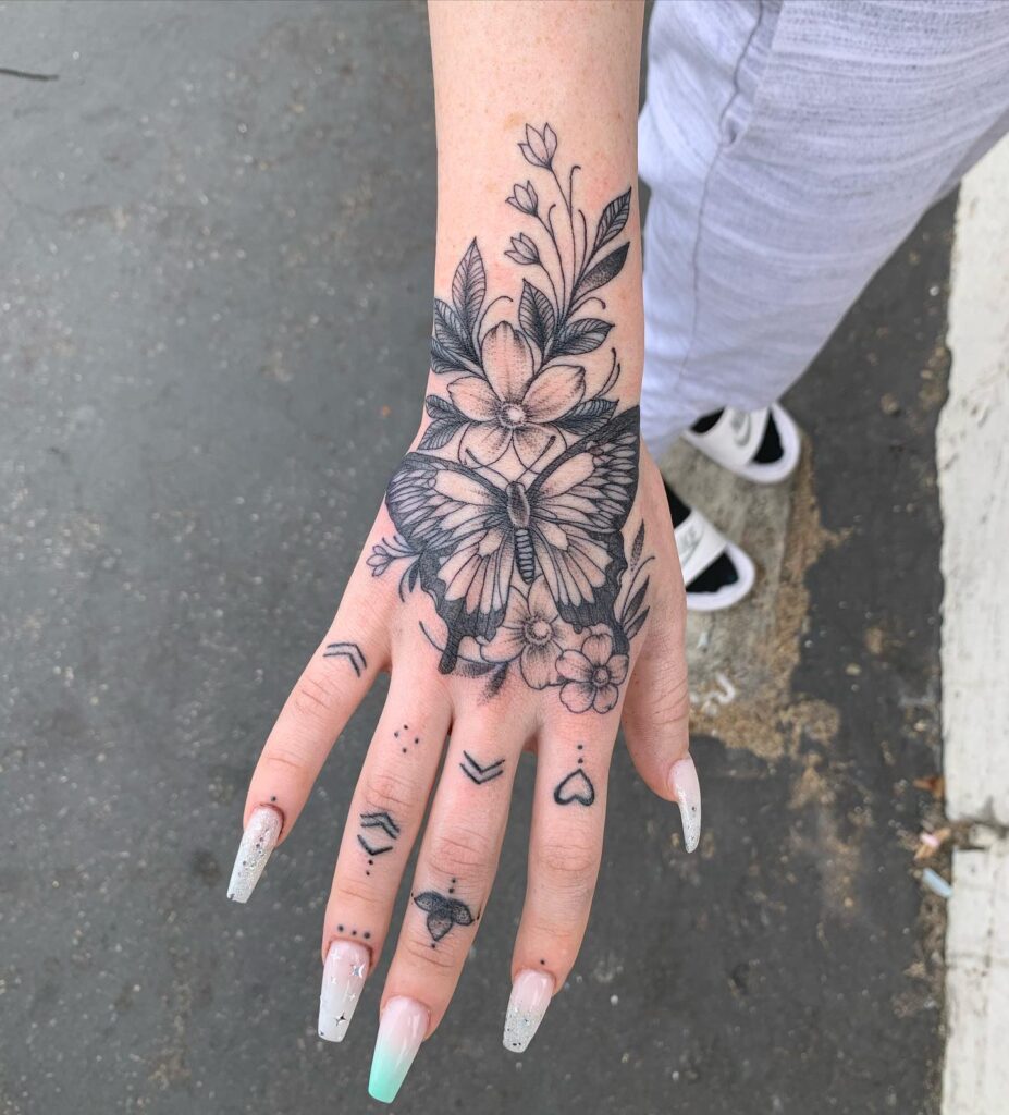 Fingers and Dorsal Hand tattoo placement