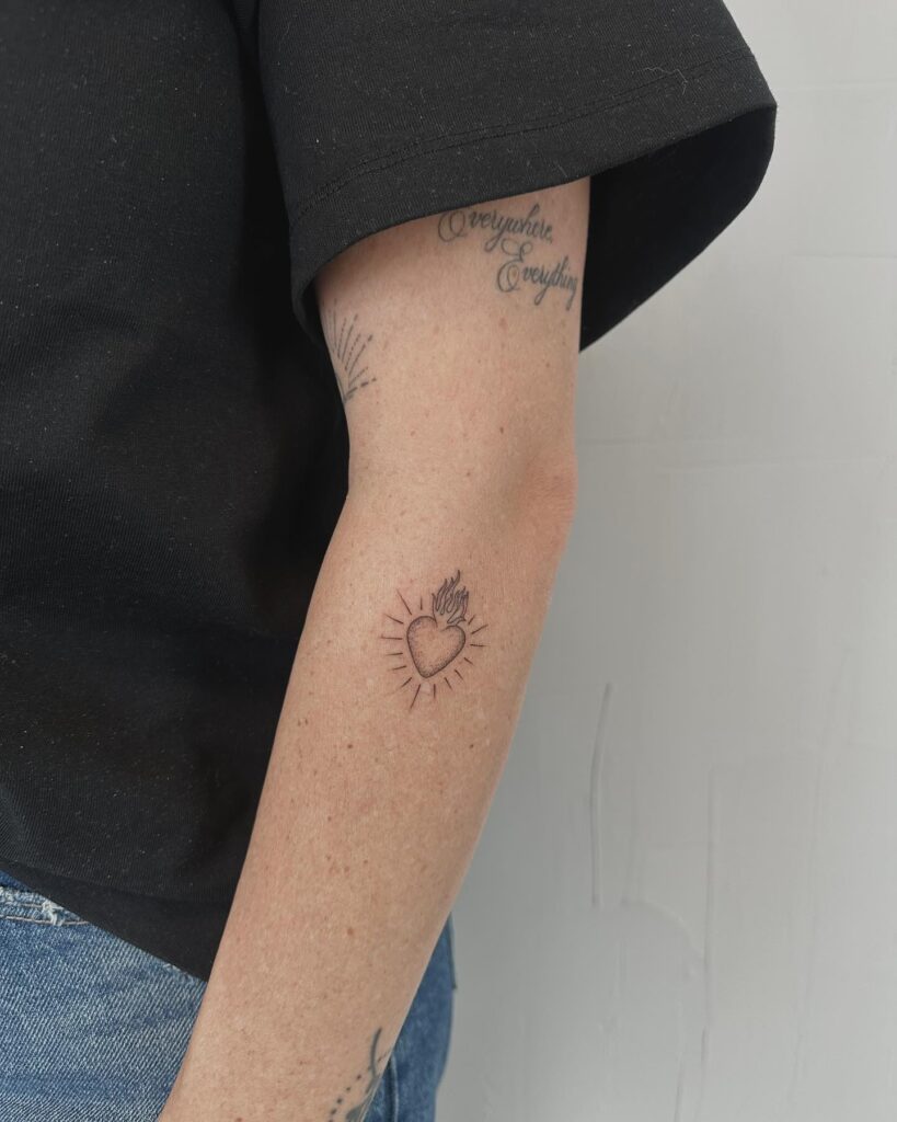 Flaming Sacred Heart Tattoo