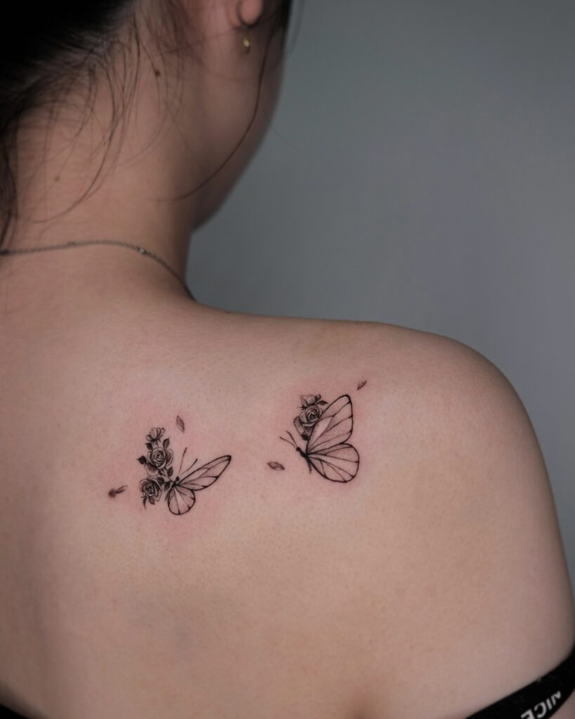 Delicate Lavender Shoulder Tattoo