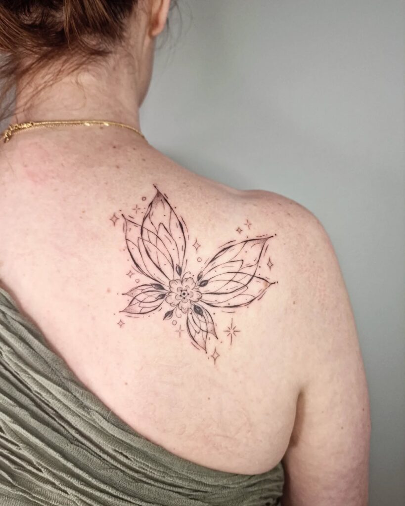 Realistic Black And Gray Rose Shoulder Tattoo