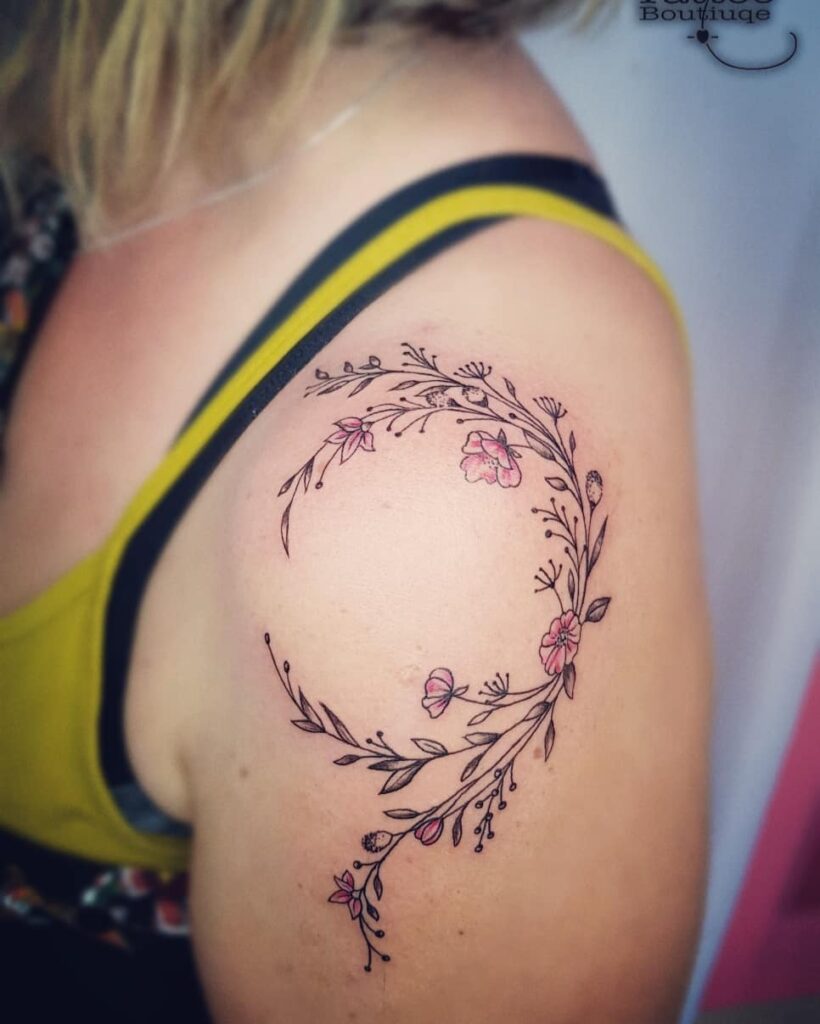 Watercolor Floral Shoulder Tattoo