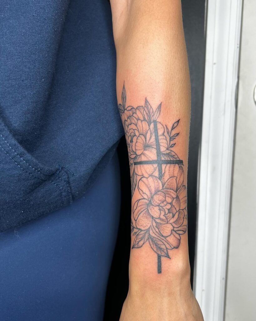 Virgin Mary Hand Tattoo with Radiant Halo christian tattoos tattoo