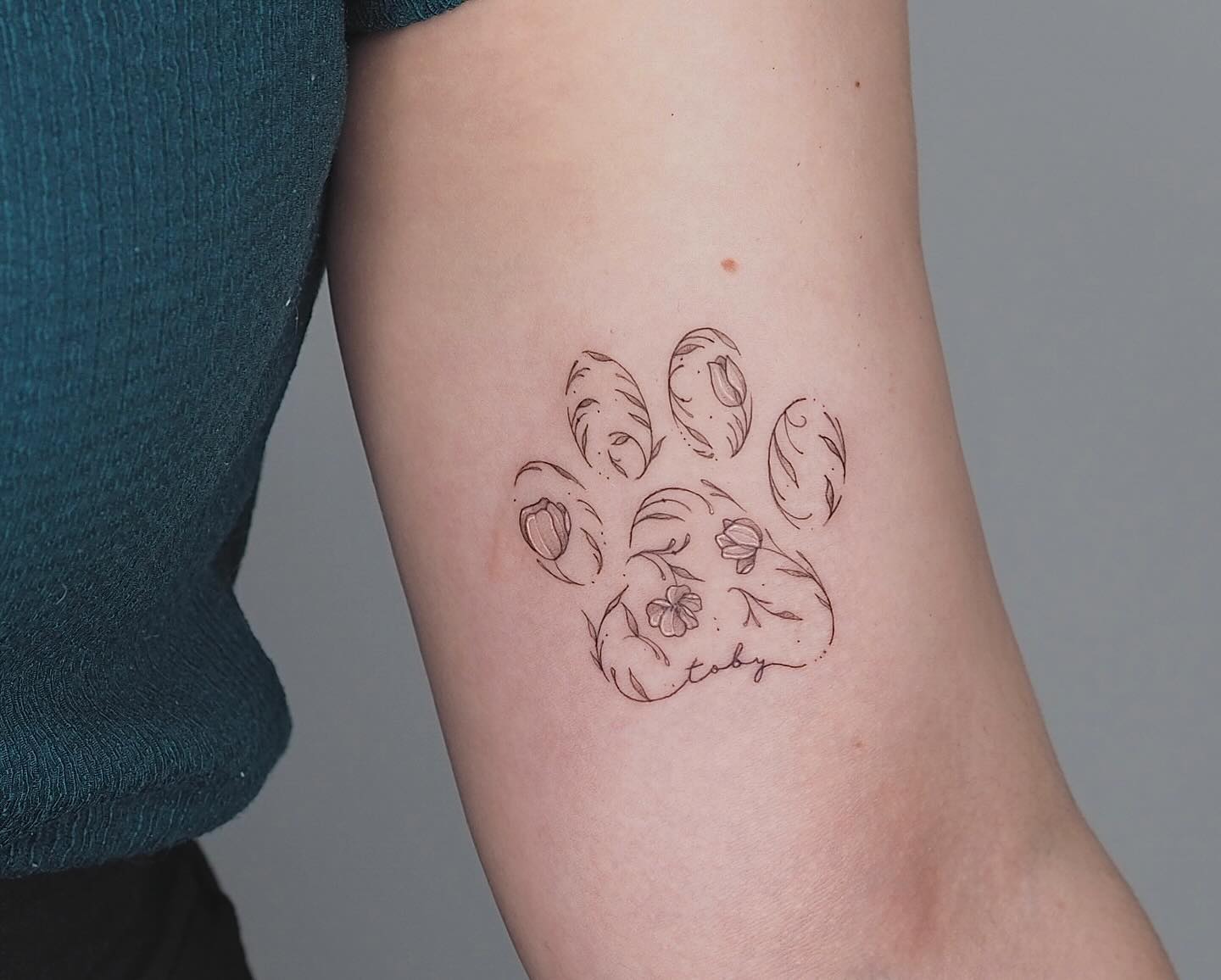 Floral Dog Paw Tattoo dog paw tattoos tattoo
