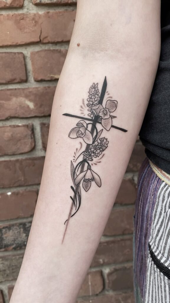 Floral Elegance Cross cross tattoos for women tattoo