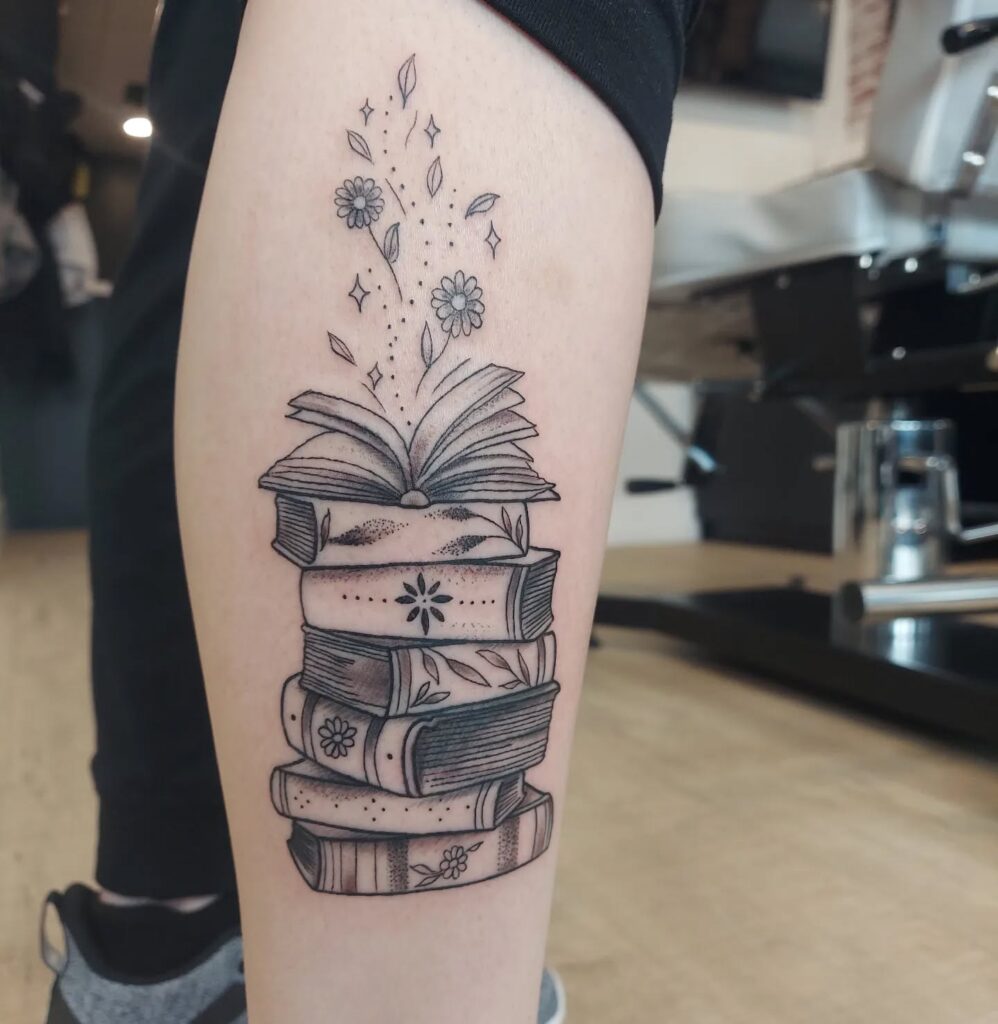 Fantasy Fandom Book Stack Tattoo book lover tattoos tattoo