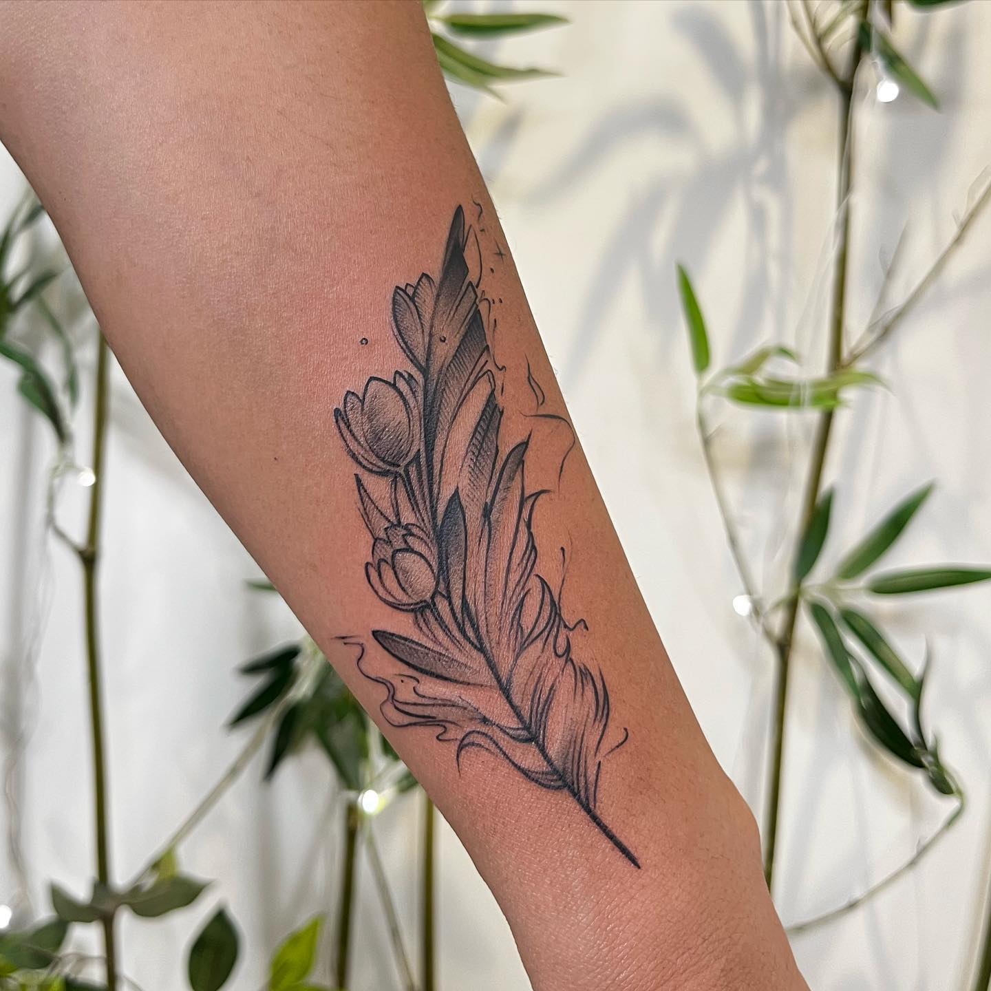 Just Breathe Feather Tattoo