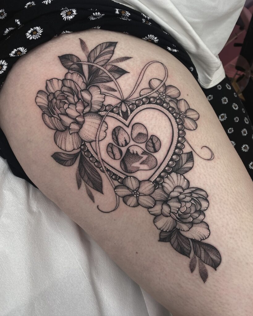 Floral Heart Paw Print Tattoo paw print tattoo ideas tattoo