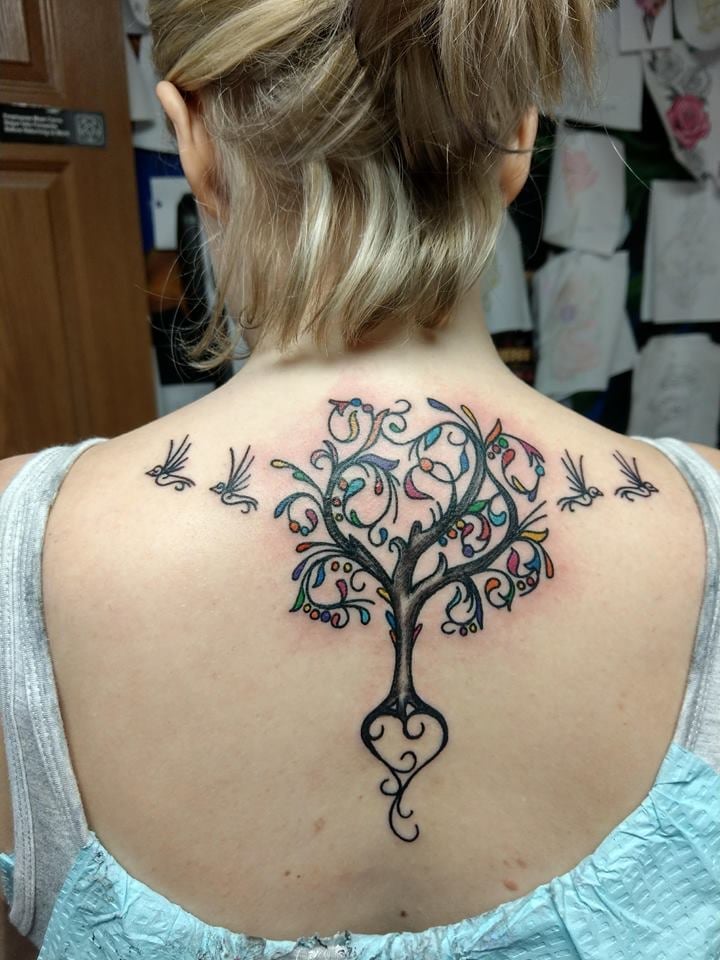Floral-Inspired Family Tree Tattoo family tree tattoos tattoo