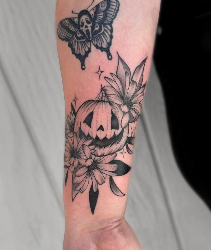 Pumpkin-Head Ghost Tattoo