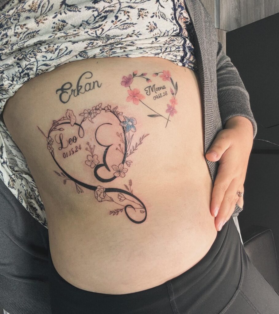 Baby Footprints With Baby Of Mine Tattoo