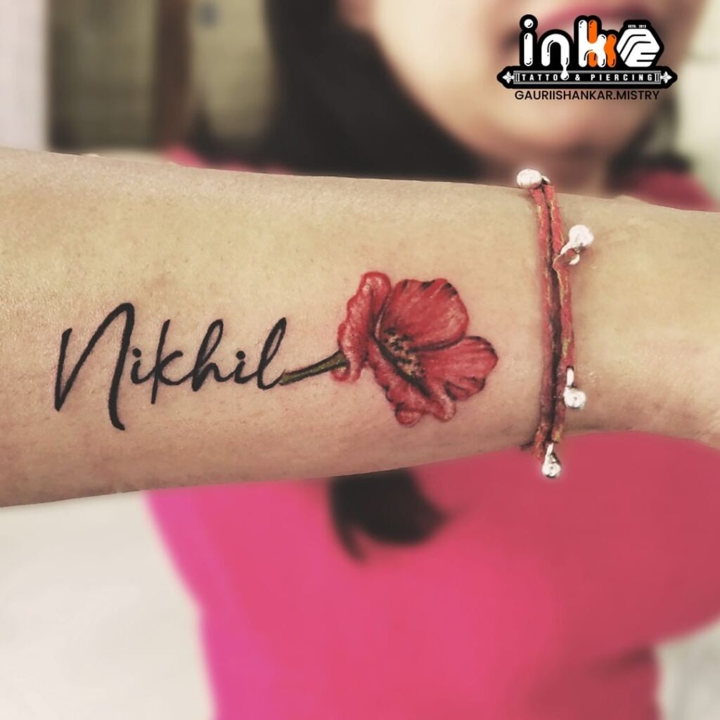 Floral Name Tattoo