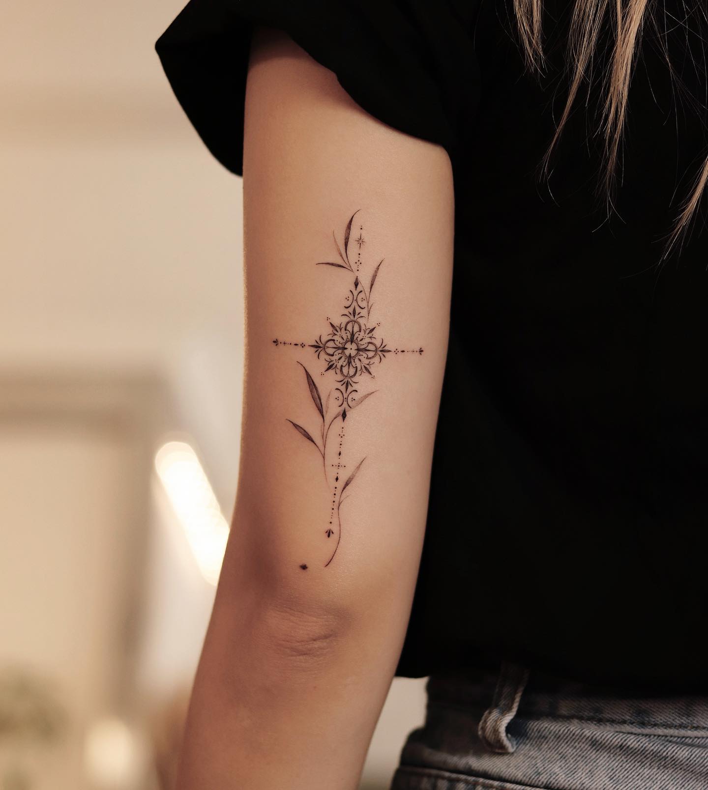 Floral Ornamental Cross Tattoo cross tattoos ideas for women tattoo