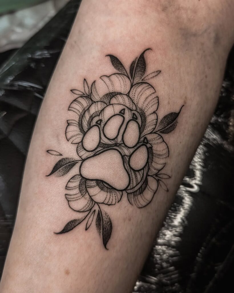 Floral Paw Print Tattoo paw print tattoo ideas tattoo