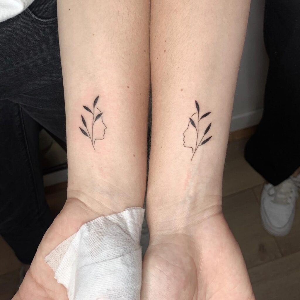 Floral Silhouettes sisters tattoos tattoo