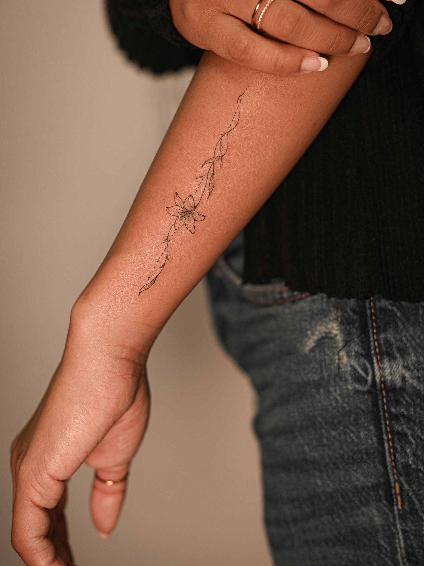 Floral Vine Fine Line Tattoo fine line tattoo ideas with meaning tattoo