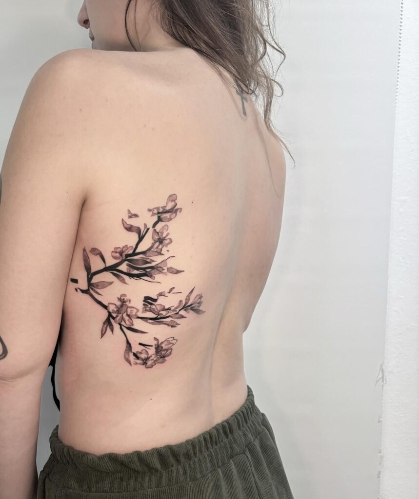 Flowing Cherry Blossom Back Tattoo cherry blossom tattoo ideas tattoo