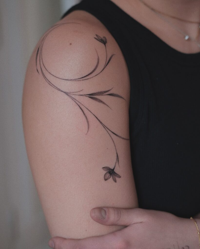 Whimsical Duck With Flower Stick And Poke Tattoo