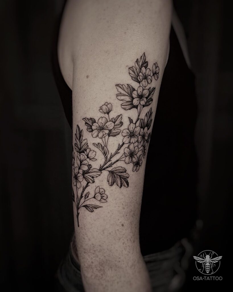 Flowing Hawthorn Floral Arm Tattoo may birth flower tattoos tattoo