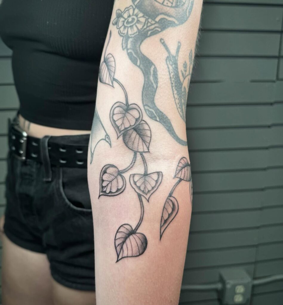 Vibrant Color Block Sleeve Filler Tattoo Design