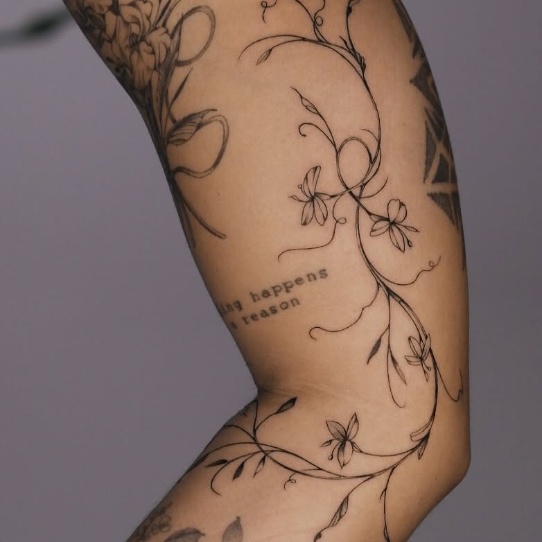 Honeycomb Floral Sleeve Filler Tattoo Design