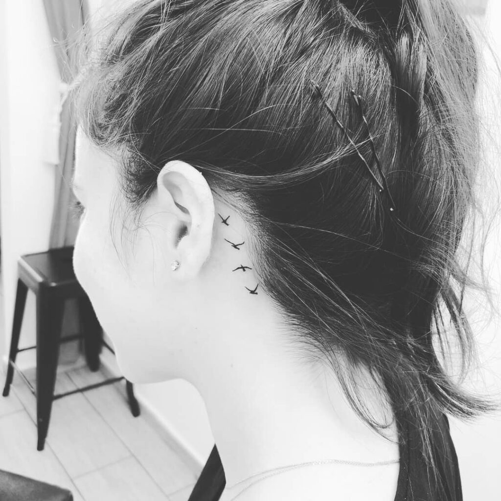 Tiny Heartbeat Behind Ear Tattoo