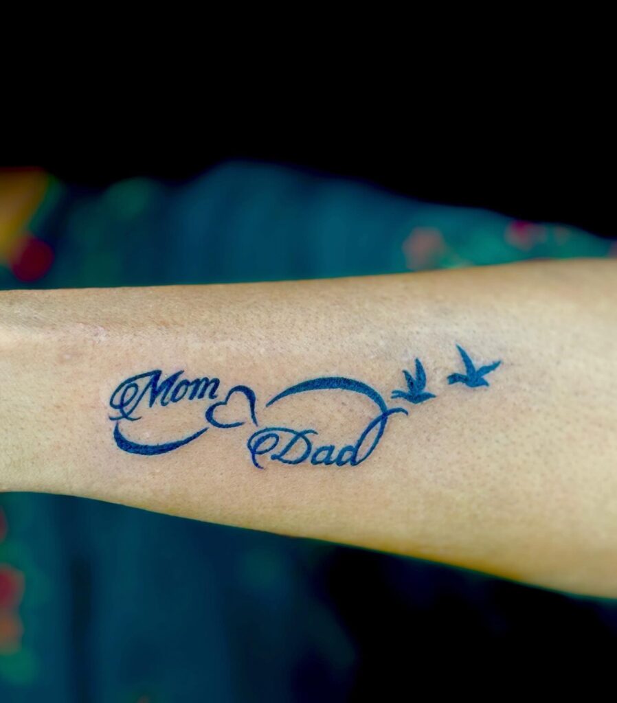 Flying Birds Mom Dad Tattoo with Heart mom dad tattoos tattoo