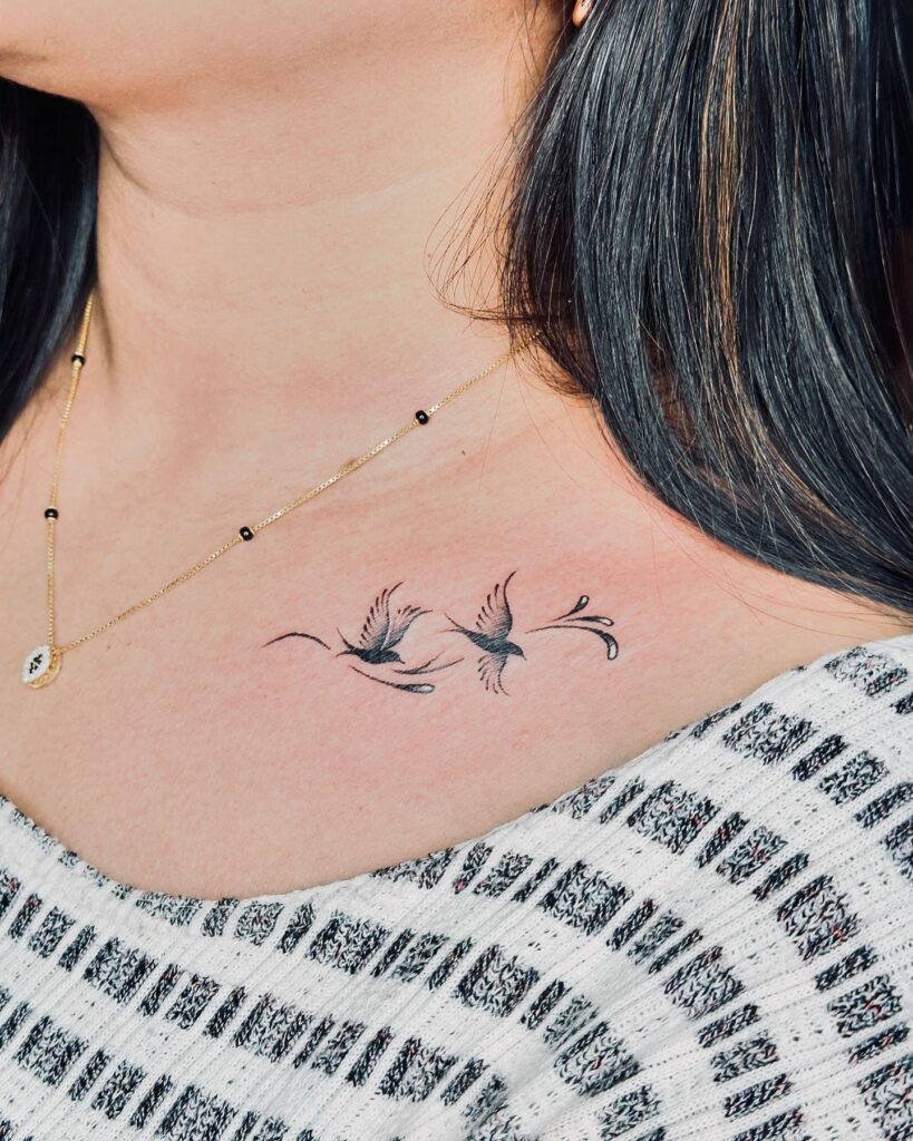 Minimalist Butterfly Collarbone Tattoo