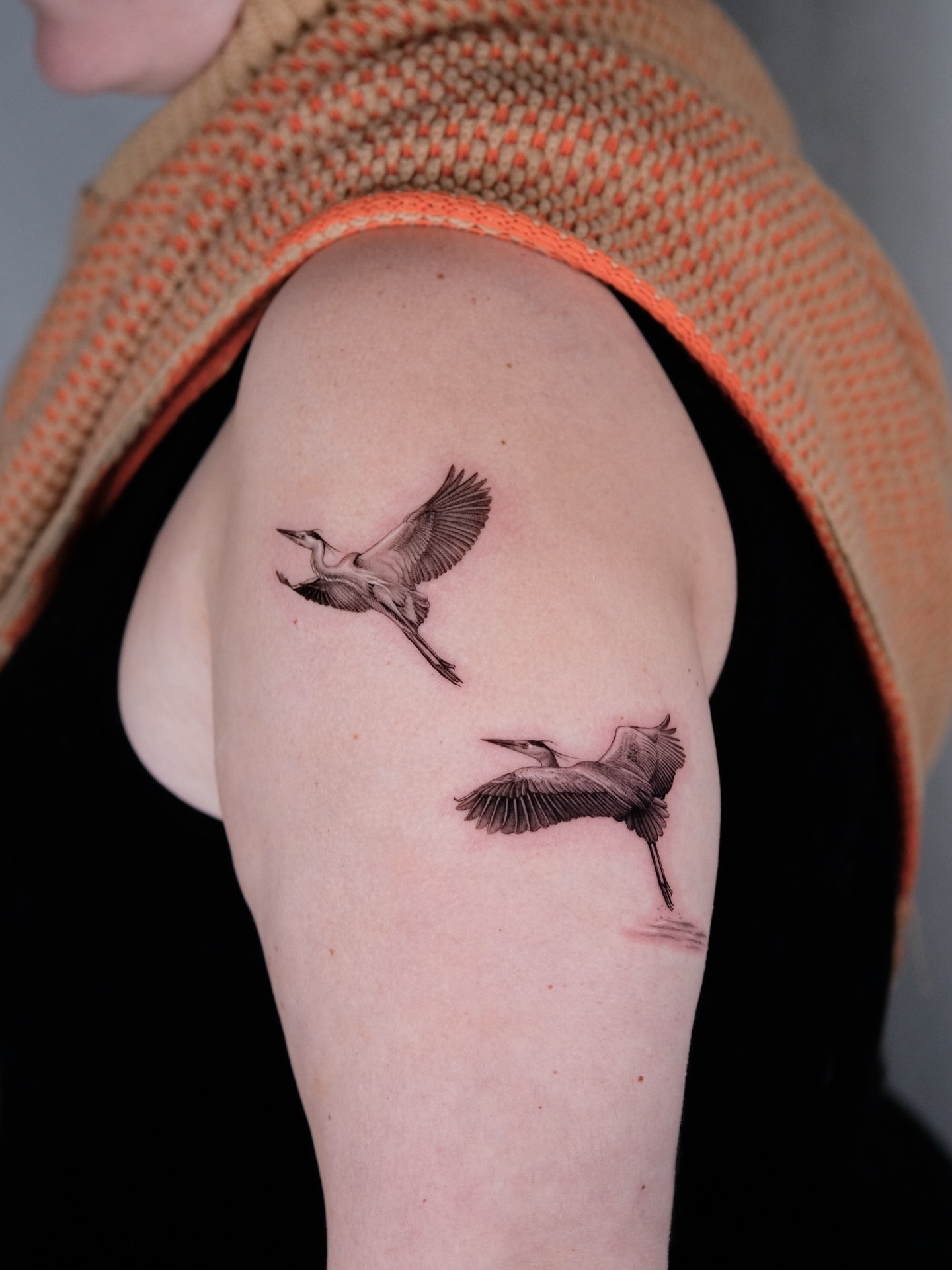 Flying Herons Pair Tattoo bird tattoos ideas for women tattoo