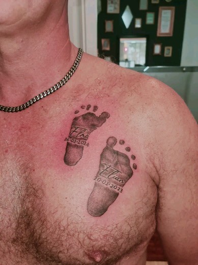Footprints with Birthdates grandchildren tattoos for grandparents tattoo