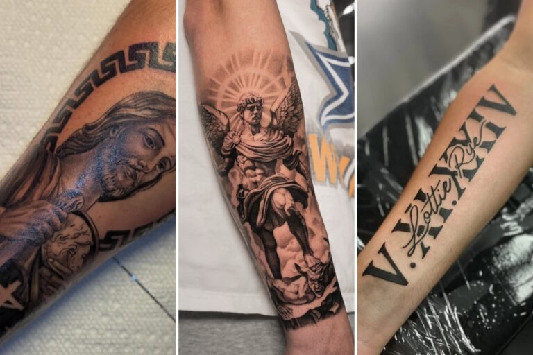 Aesthetic forearm tattoos for men with meaning and delicate ink ideas collage