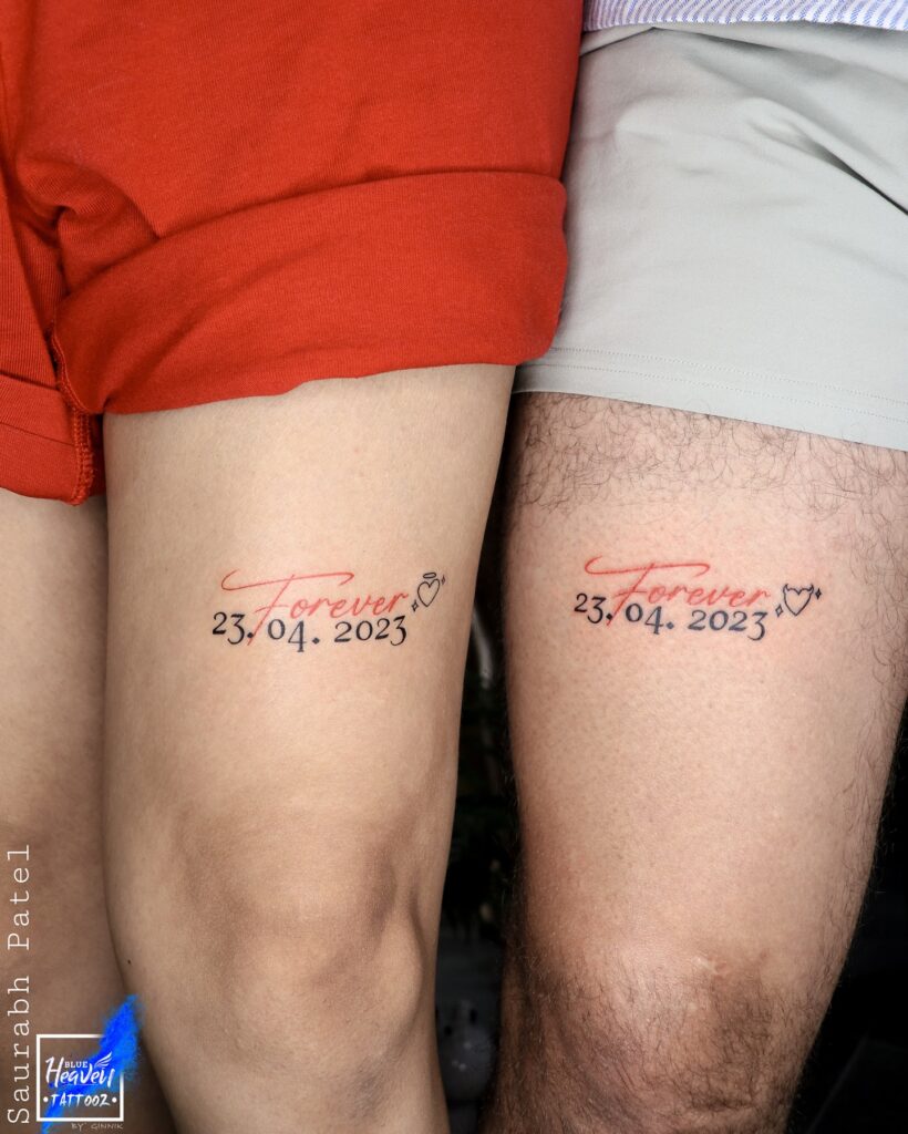 Forever Date Couple Tattoos small couple tattoos tattoo