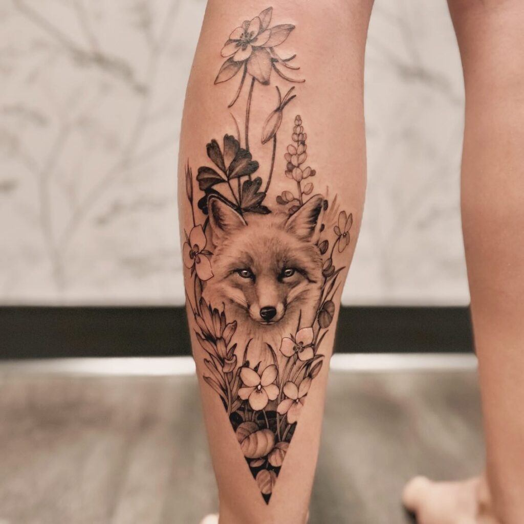 Fox and Wildflowers Nature Tattoo nature tattoos for women tattoo