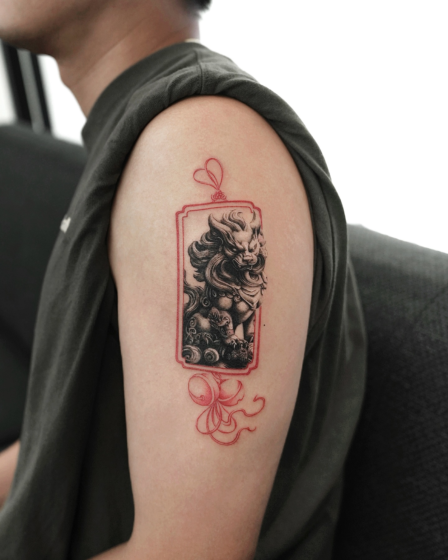 Spotted Traditional Foo Dog Tattoo